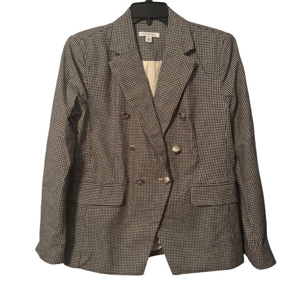 Free Assembly Womens Houndstooth Blazer Jacket Size M Cotton/Spandex Blend Doubl - Picture 7 of 12